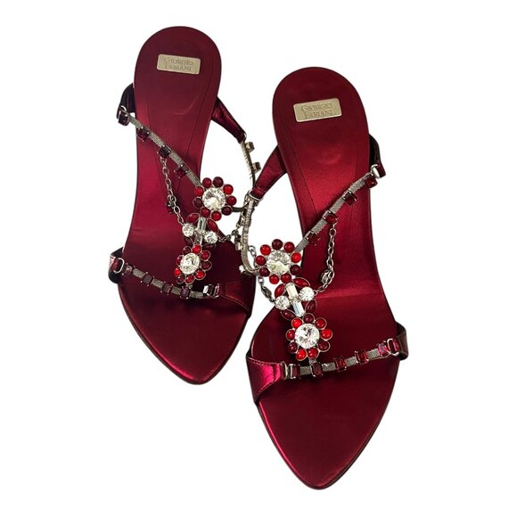 Giorgio Fabiani Red Stiletto heels with Rhinestone Beaded Size 36.5 - Picture 5 of 15